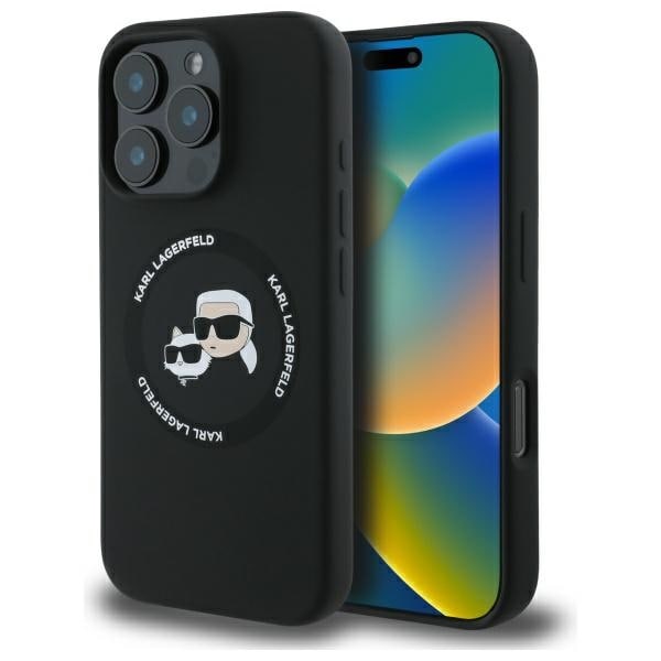 Karl Lagerfeld KLHMP16XSKCHTCK iPhone 16 Pro Max 6,9" svart/svart silikon hardcase, MagSafe
