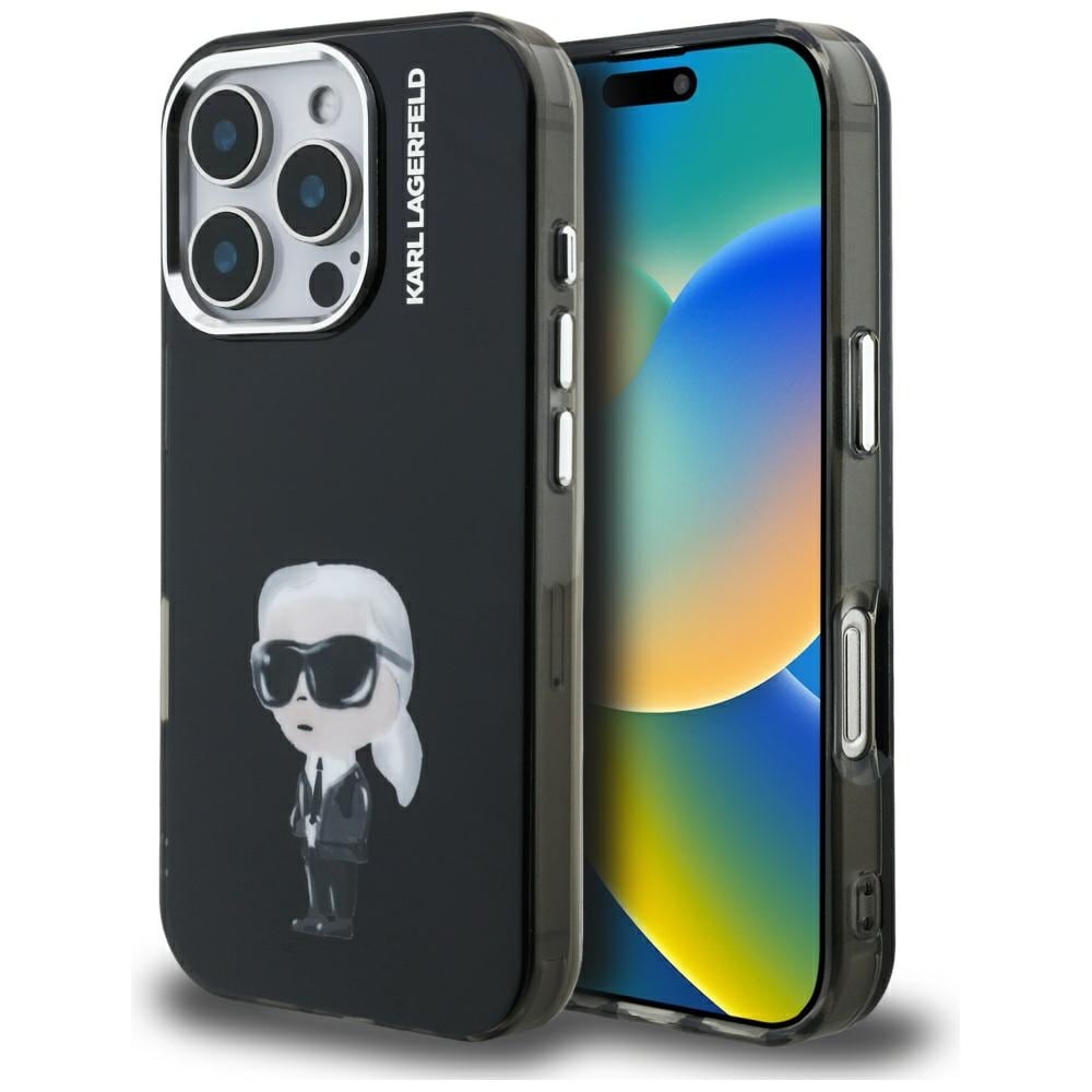 Karl Lagerfeld IML Aquarelle Karl & Logo MagSafe-etui til iPhone 16 Pro – svart