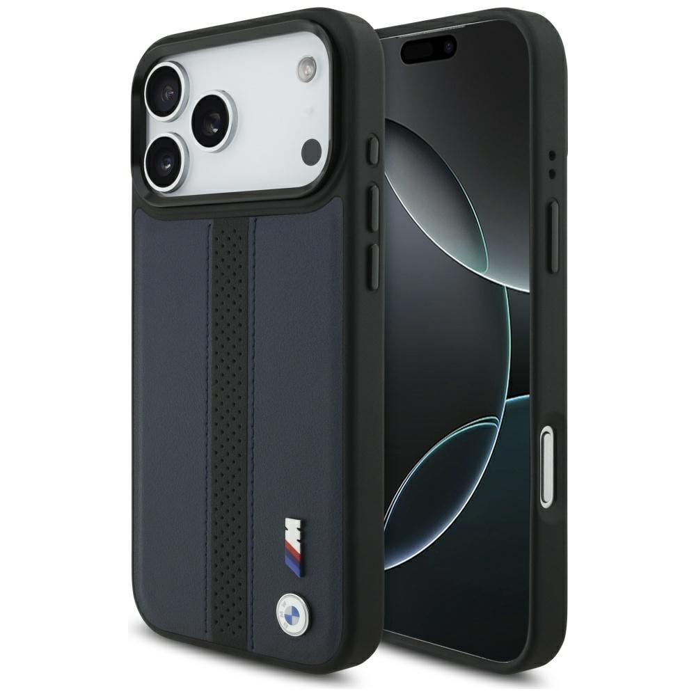 BMW M MagSafe-etui med perforert stripelogo til iPhone 17 Pro Max – marineblå