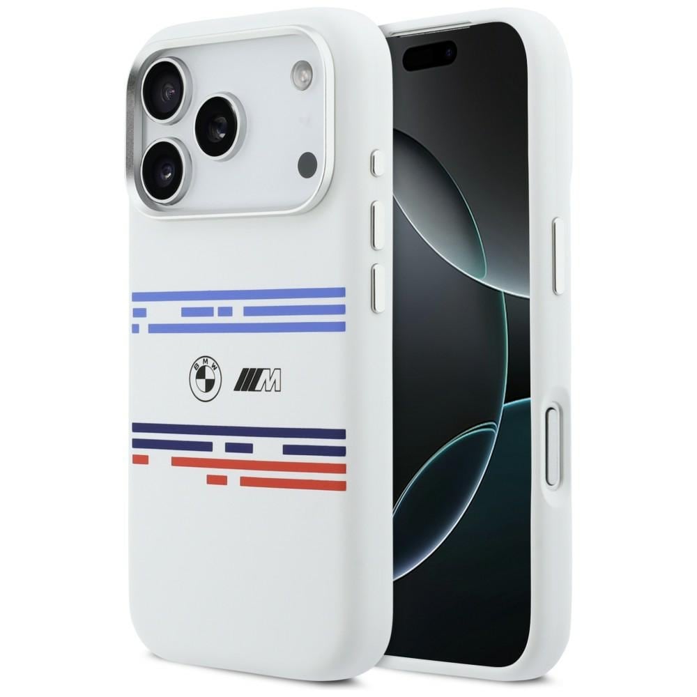 BMW M Silicon Horizontal Line MagSafe-etui til iPhone 17 Pro – hvit