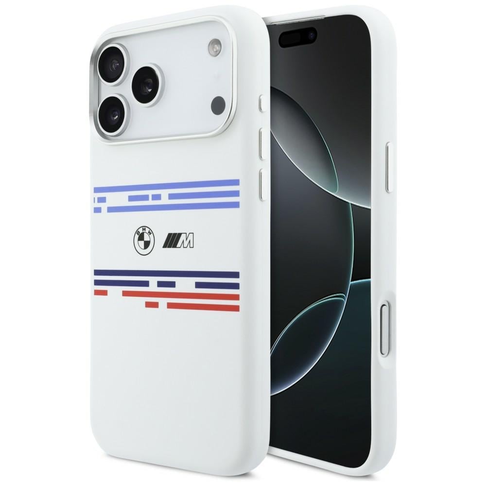BMW M Silicon Horizontal Line MagSafe-etui til iPhone 17 Pro Max – hvit