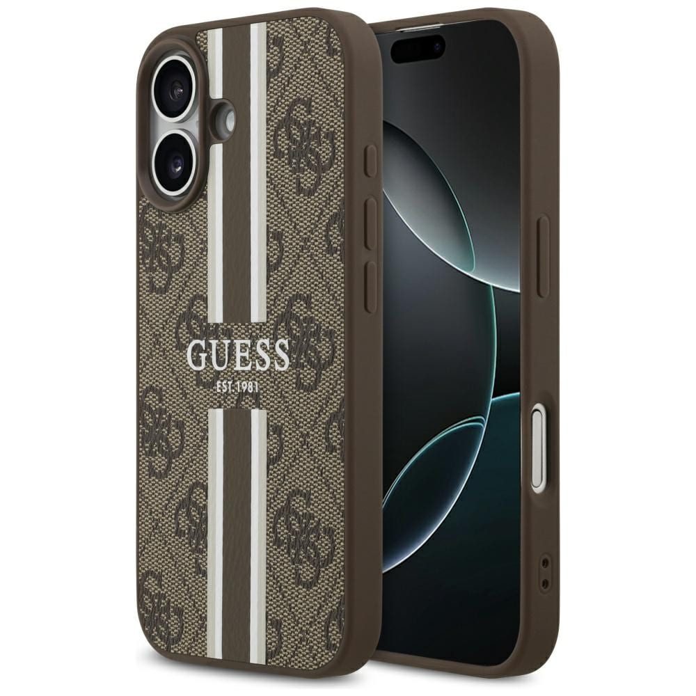Guess 4G MagSafe-etui med trykte striper til iPhone 17 – brunt