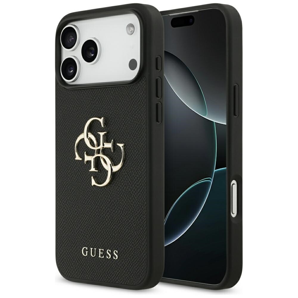 Guess Grained Big 4G & Classic Logo-etui til iPhone 17 Pro Max – svart