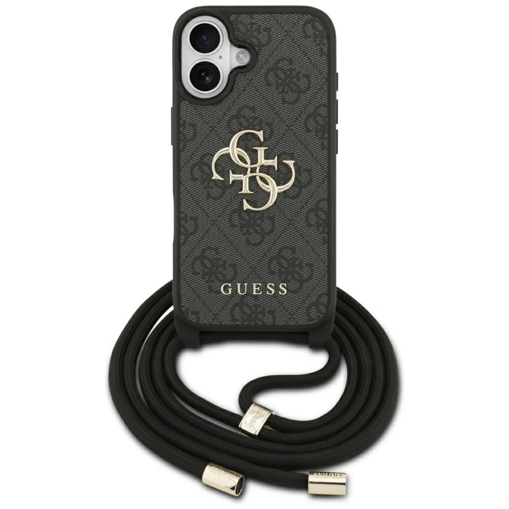 Guess 4G Big Logo Cord Stap Crossbody-etui til iPhone 17 – svart