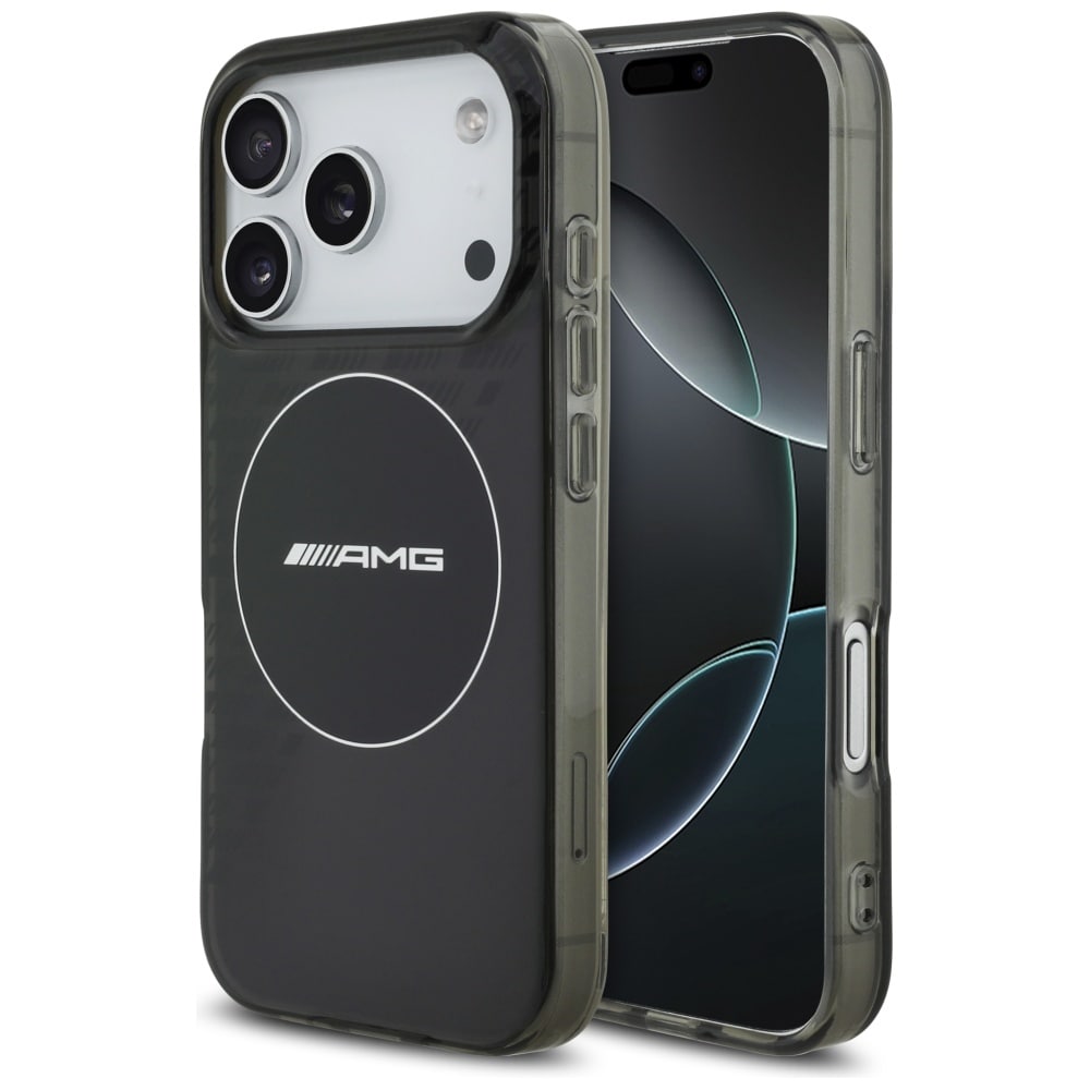 AMG dobbeltlags, gjennomsiktig MagSafe-etui med smock for iPhone 17 Pro – svart