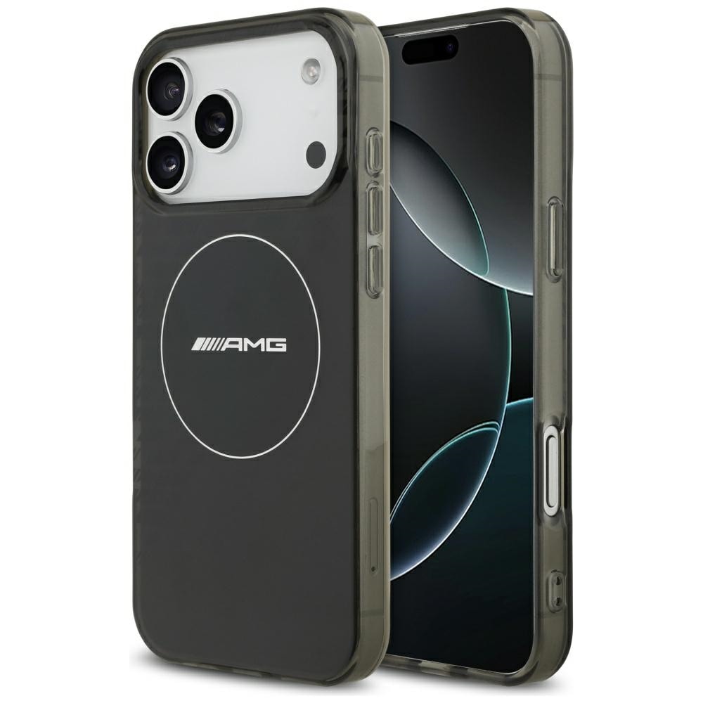 AMG dobbeltlags, gjennomsiktig MagSafe-etui med smock for iPhone 17 Pro Max – svart