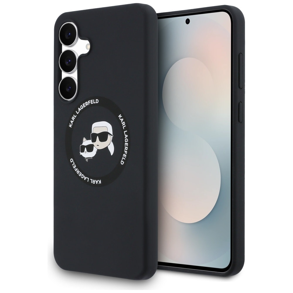 Karl Lagerfeld silikonetui m/Karl- og Choupette-hoder og MagSafe til Samsung Galaxy S25 FE – svart