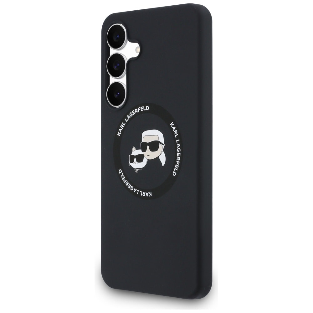 Karl Lagerfeld silikonetui m/Karl- og Choupette-hoder og MagSafe til Samsung Galaxy S25 FE – svart