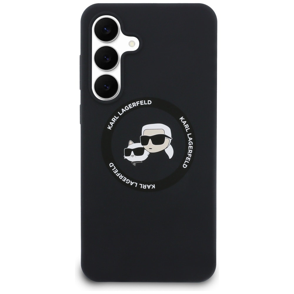 Karl Lagerfeld silikonetui m/Karl- og Choupette-hoder og MagSafe til Samsung Galaxy S25 FE – svart