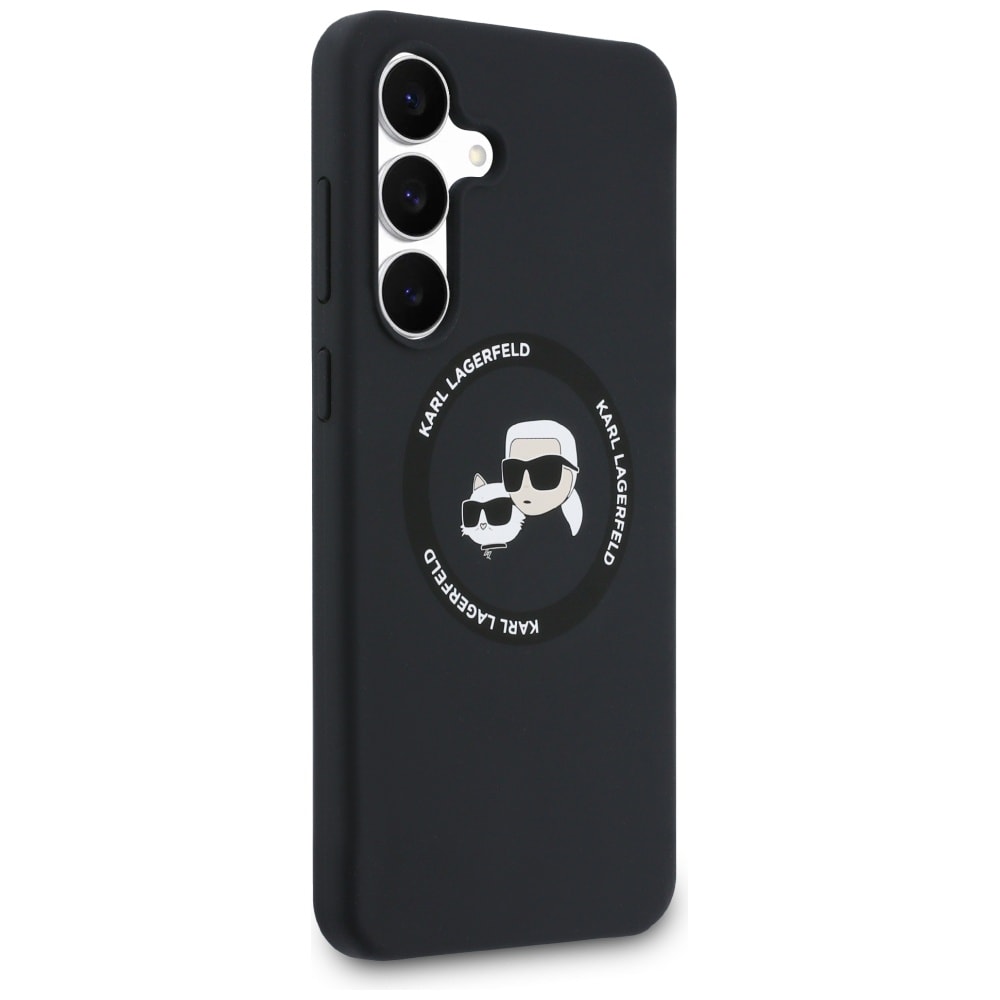 Karl Lagerfeld silikonetui m/Karl- og Choupette-hoder og MagSafe til Samsung Galaxy S25 FE – svart
