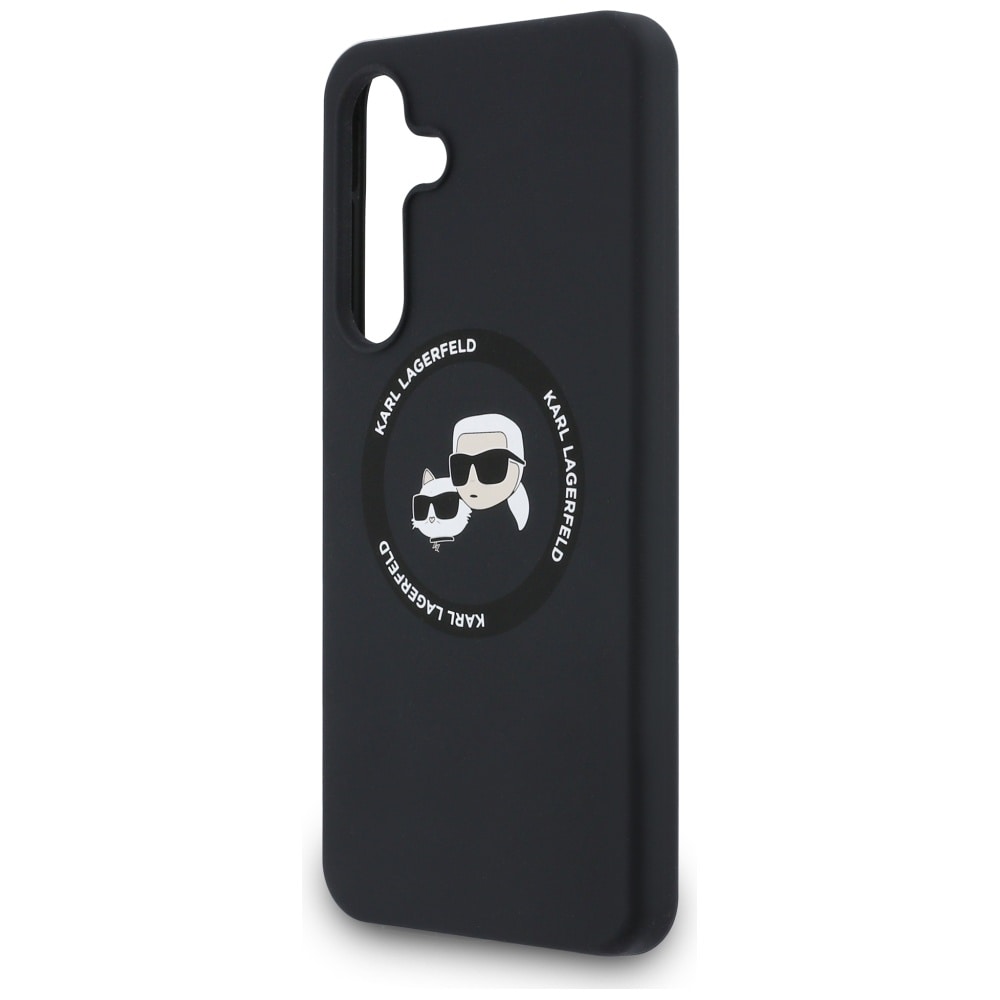 Karl Lagerfeld silikonetui m/Karl- og Choupette-hoder og MagSafe til Samsung Galaxy S25 FE – svart