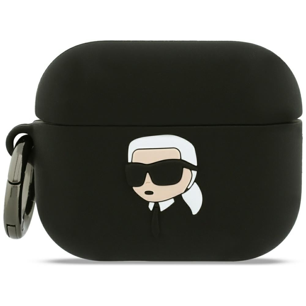 Karl Lagerfeld silikonetui med 3D-avbildning av Karl-hodet til AirPods Pro 3 – svart