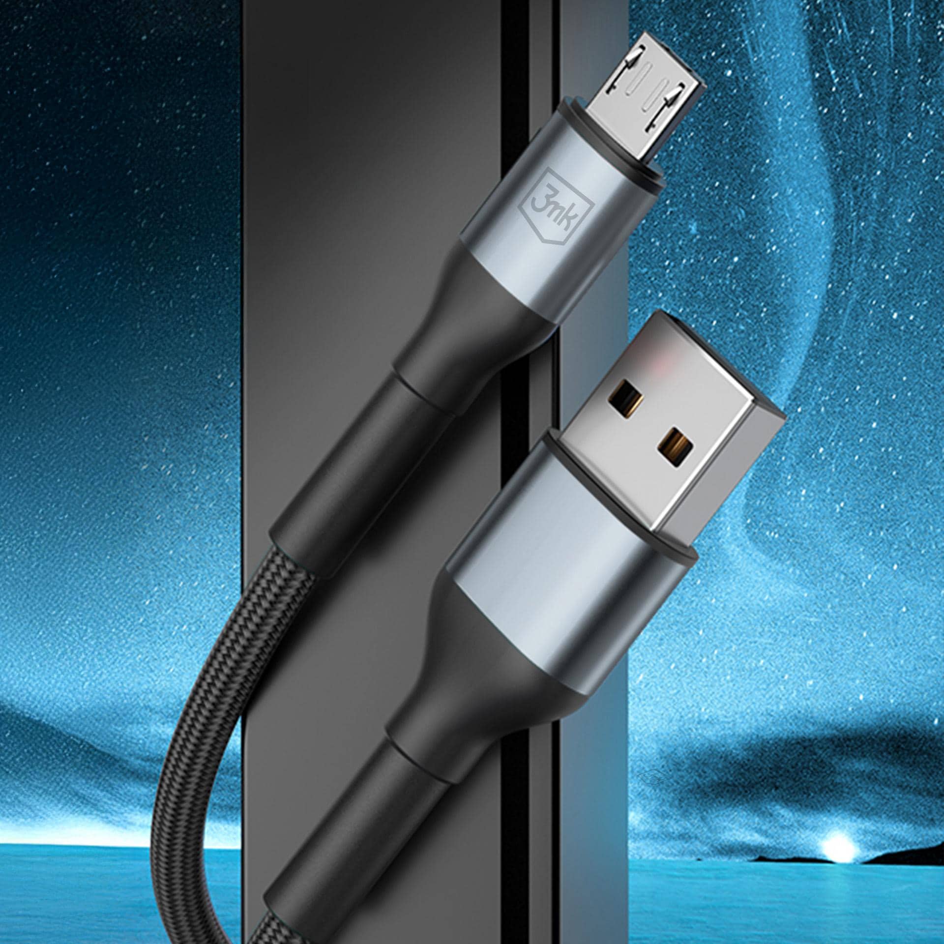 3mk Hyper Cable N-SERIES USB-A / MicroUSB 3 m QC 3.0 5 V/2 A 10 W – svart