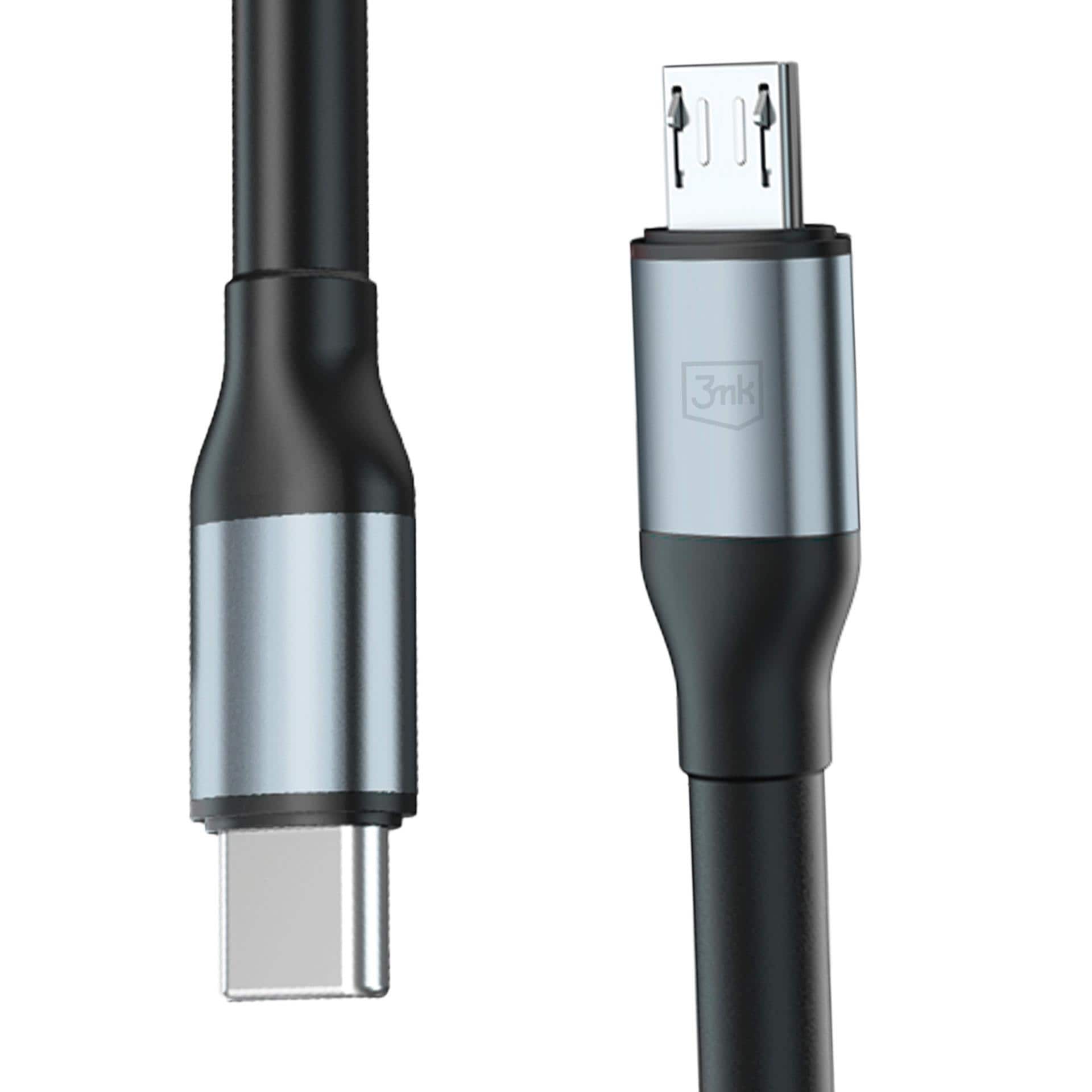 3mk Hyper Cable N-SERIES USB-C / MicroUSB 1 m QC 3.0 5 V/2 A 10 W – svart