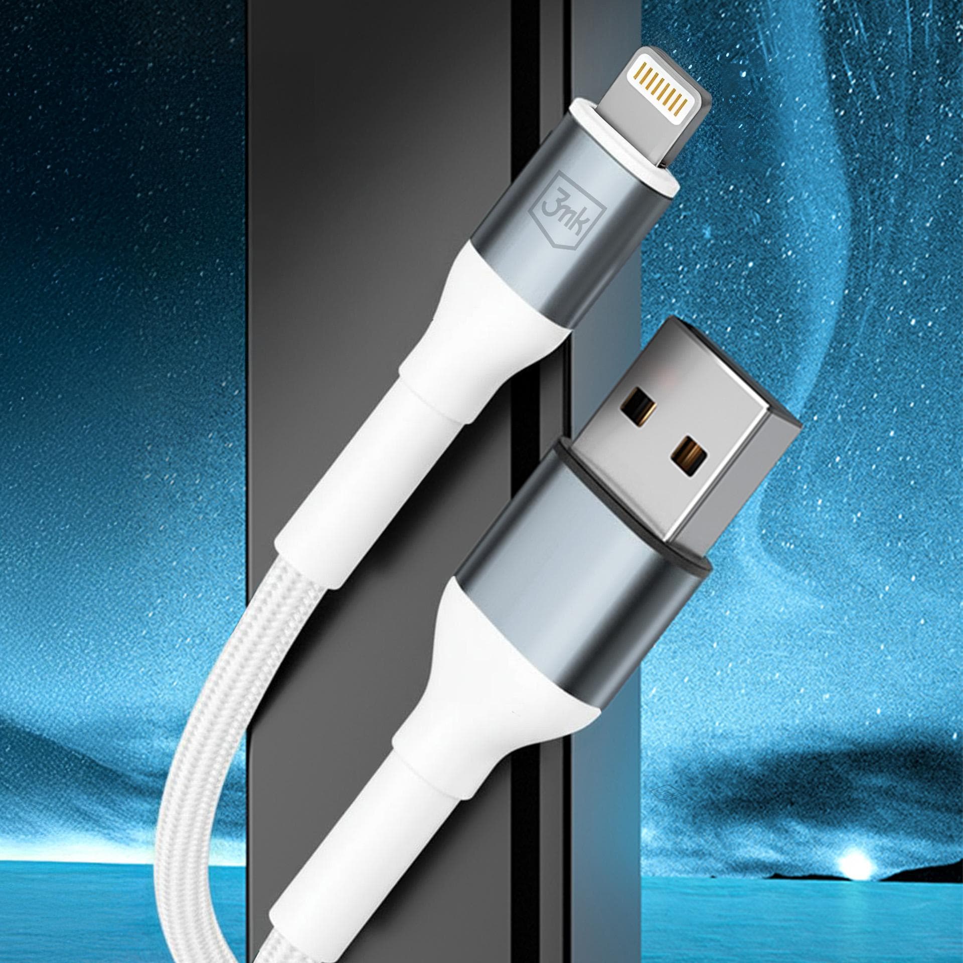 3mk Hyper Cable N-SERIES USB-A / Lightning 1 m QC 3.0 5 V/2,4 A 12 W – hvit