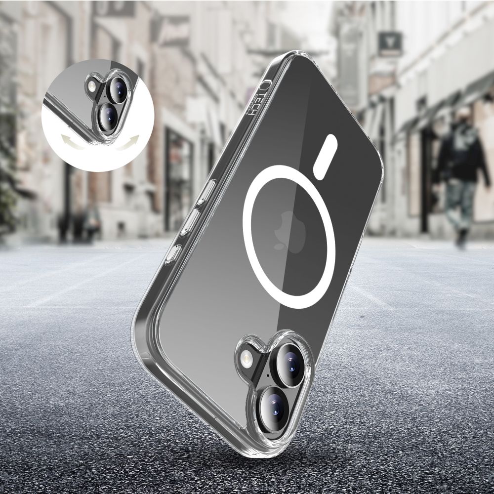 Tech-Protect Flexair Hybrid CC MagSafe-etui til iPhone 17 – gjennomsiktig