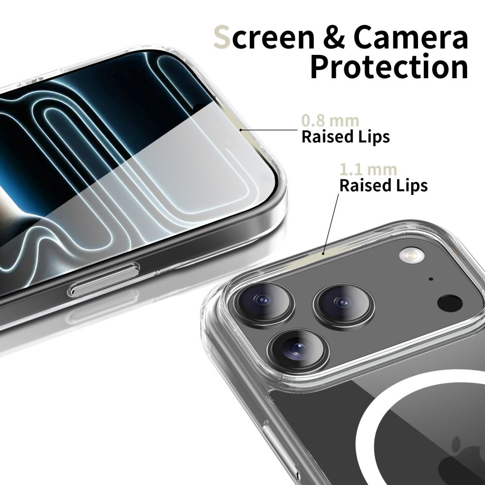 Tech-Protect Flexair Hybrid CC MagSafe-etui til iPhone 17 Pro Max – gjennomsiktig