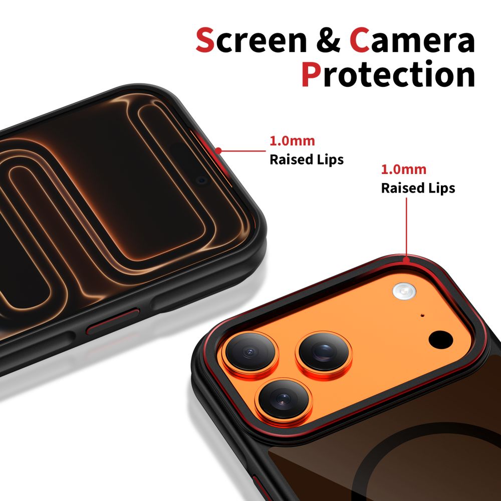 Tech-Protect MagHybrid MagSafe-etui til iPhone 17 Pro Max – svart og rødt