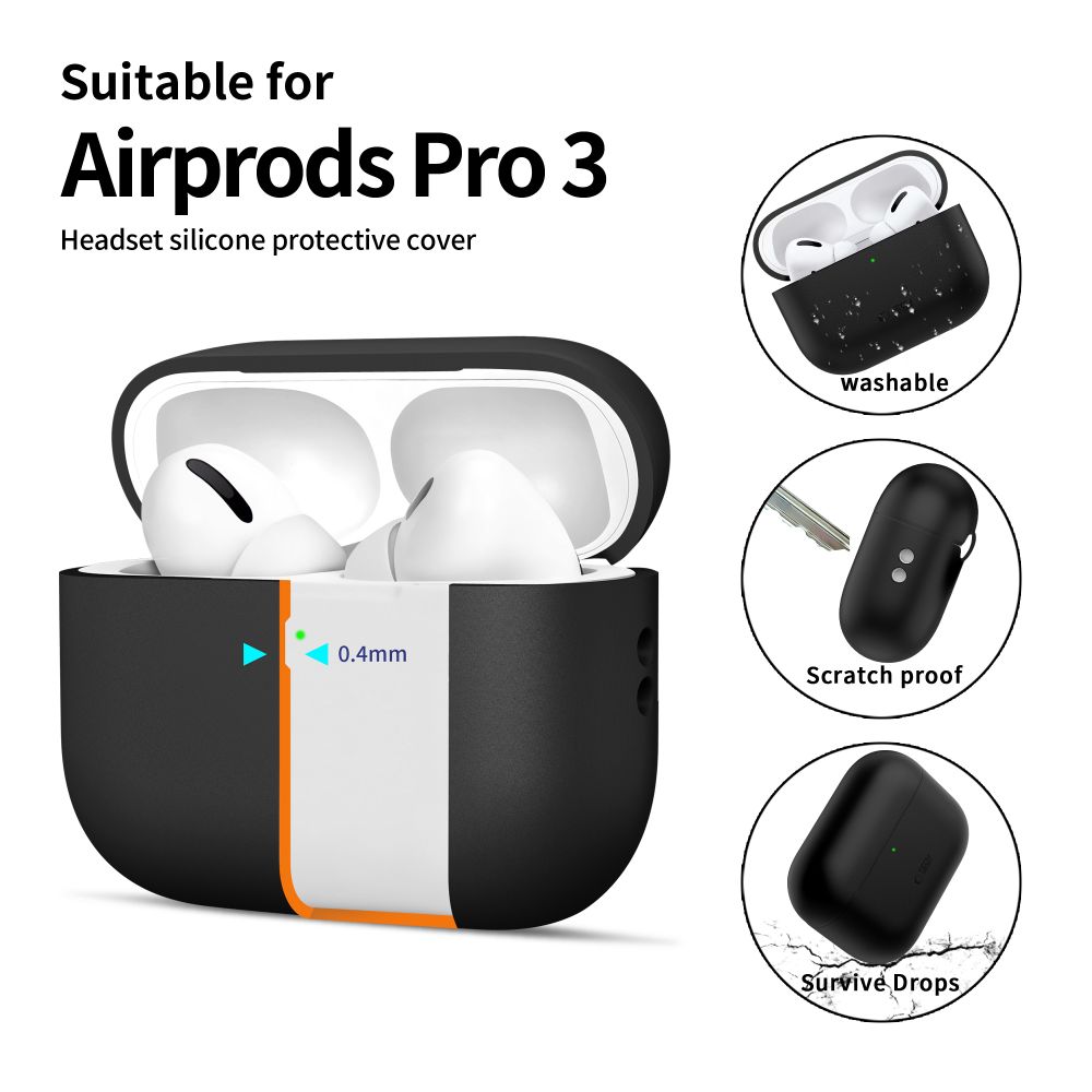 Tech-Protect silikonetui til AirPods Pro 3 – svart