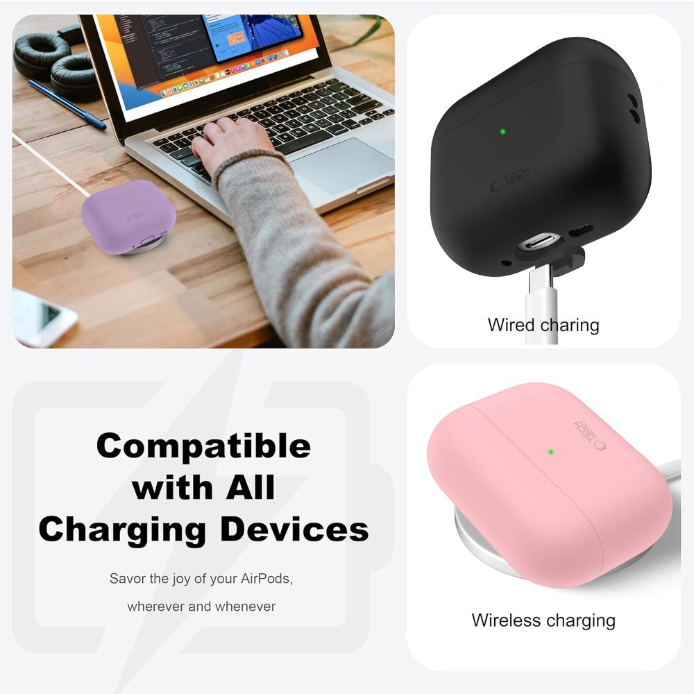 Tech-Protect silikonetui til AirPods Pro 3 – svart