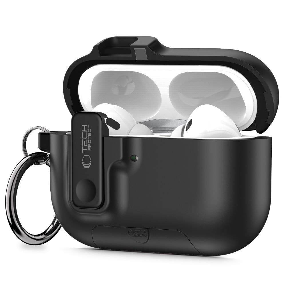 Tech-Protect Slim Hook-etui til AirPods Pro 3 – svart