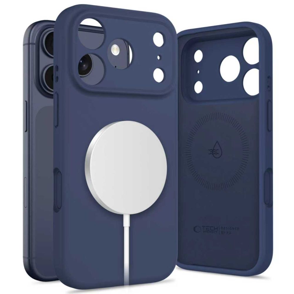 Tech-Protect silikon-MagSafe-etui til iPhone 17 Pro – marineblå