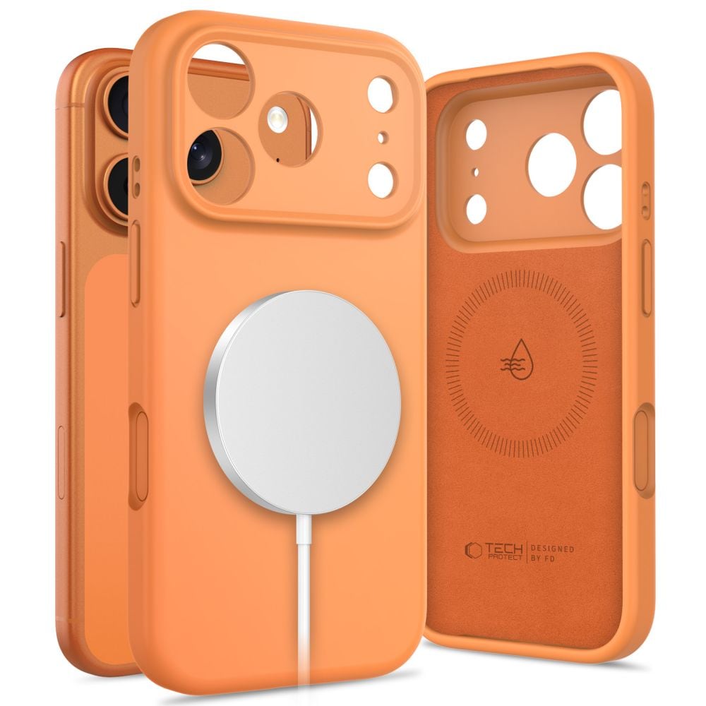 Tech-Protect silikon-MagSafe-etui til iPhone 17 Pro – oransje