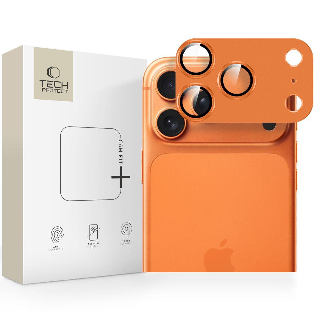 Tech-Protect Camfull Fit+ kameralinsbeskyttelse til iPhone 17 Pro Max – oransje