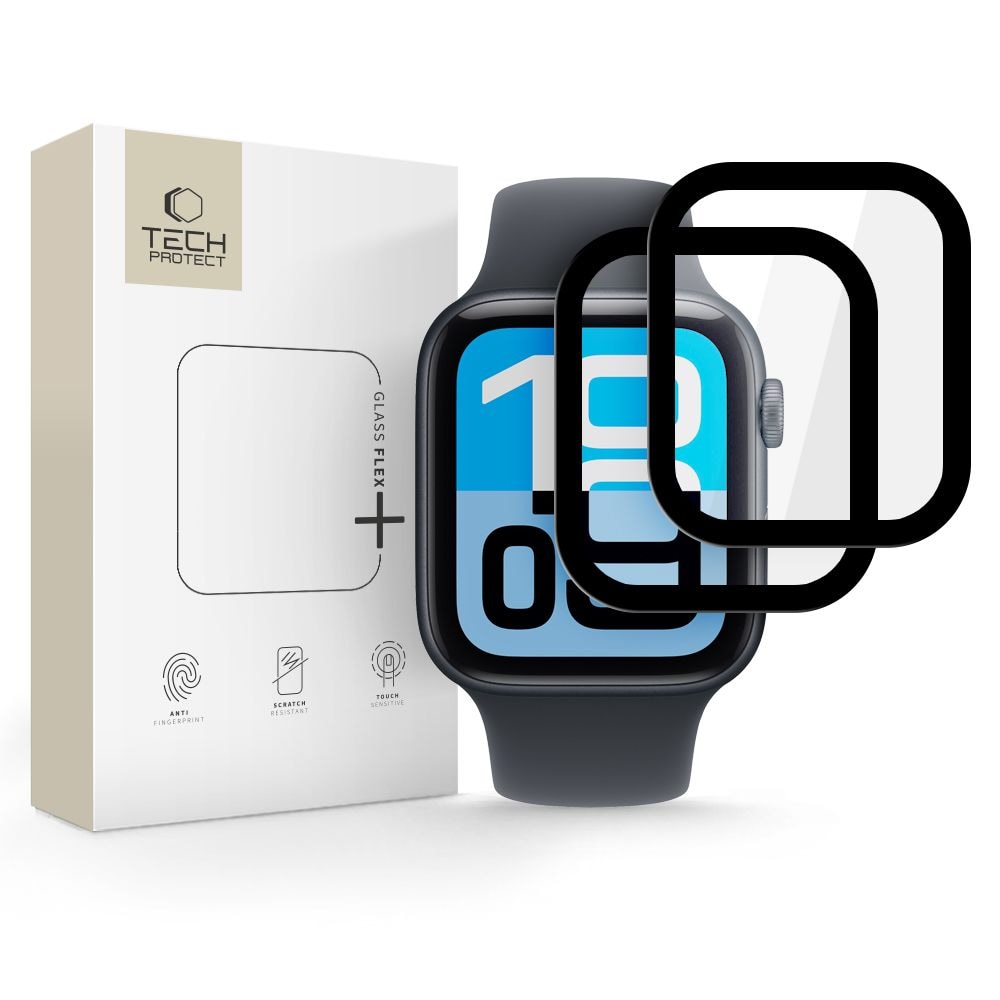 Tech-Protect Glass Flex+ 2-pakning til Apple Watch 44 mm – svart
