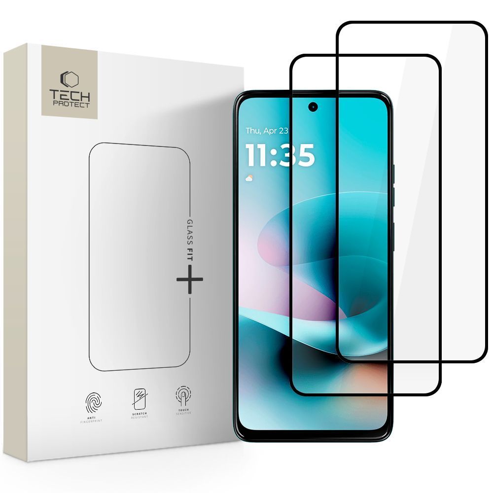 Tech-Protect Glass Fit+ 2-pakning herdet glass til Moto G57/G57 Power/G67 Power – svart