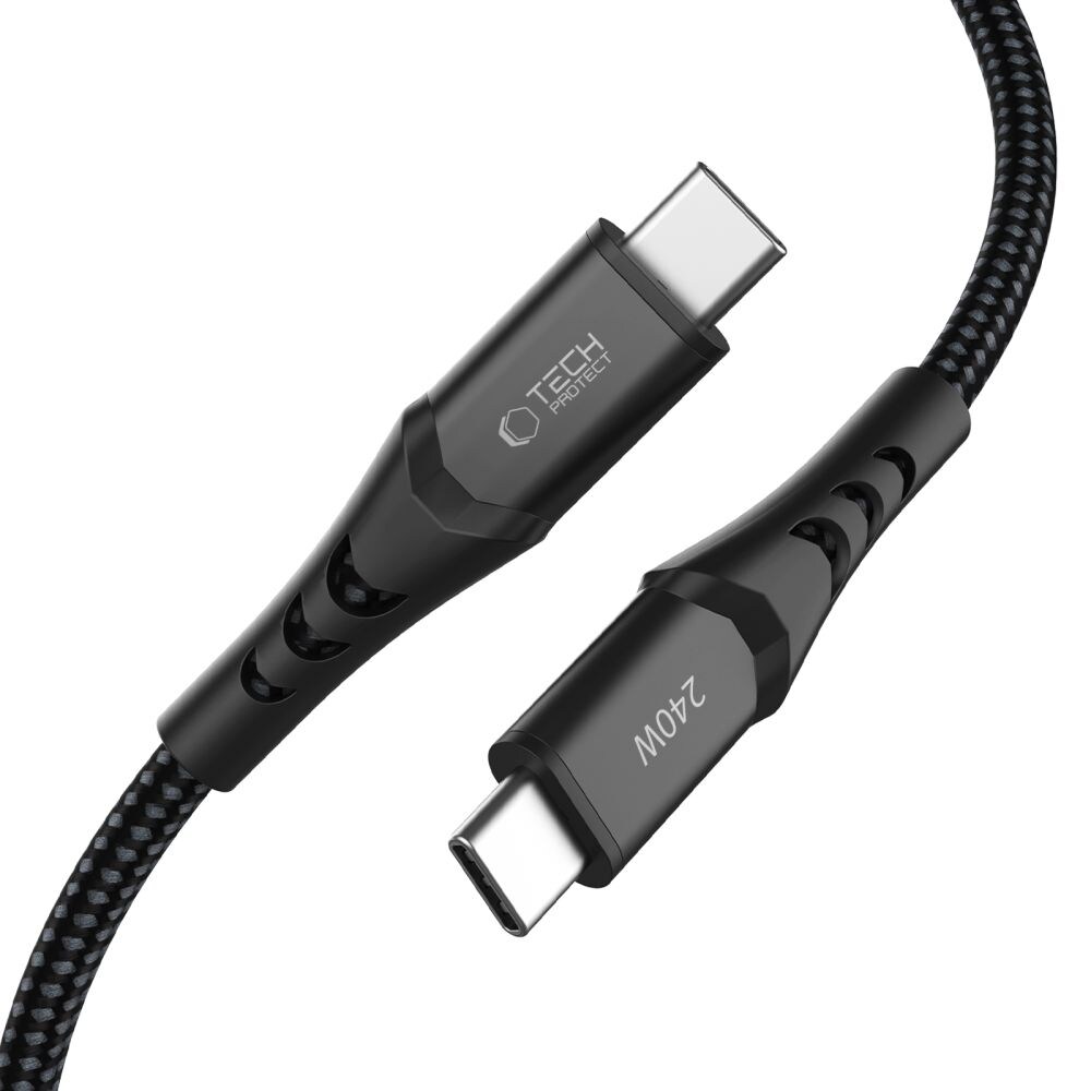 Tech-Protect Ultraboost UB11T USB-C / USB-C PD 240 W / QC3.0-kabel 100 cm – svart