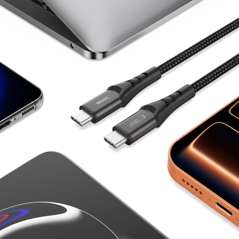 Tech-Protect Ultraboost UB11T USB-C / USB-C PD 240 W / QC3.0-kabel 100 cm – svart