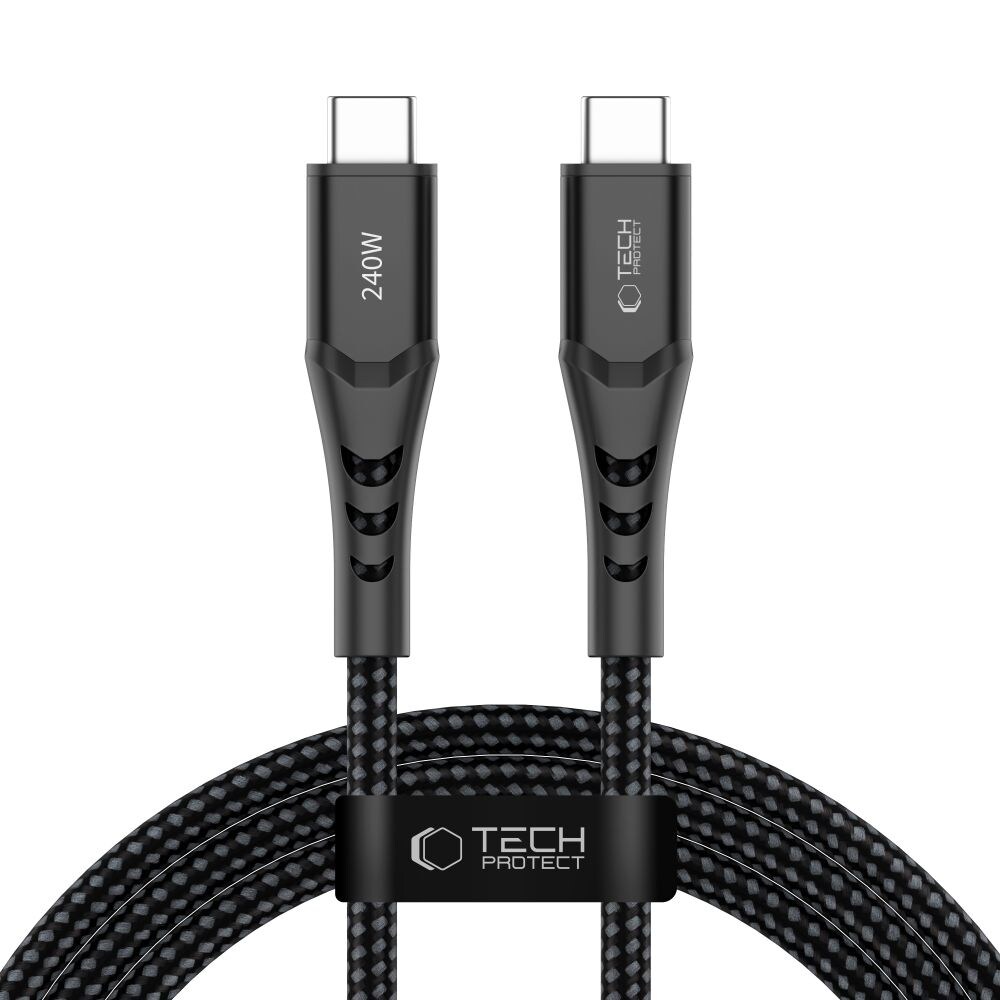 Tech-Protect Ultraboost UB11T USB-C / USB-C PD 240 W / QC3.0-kabel 200 cm – svart