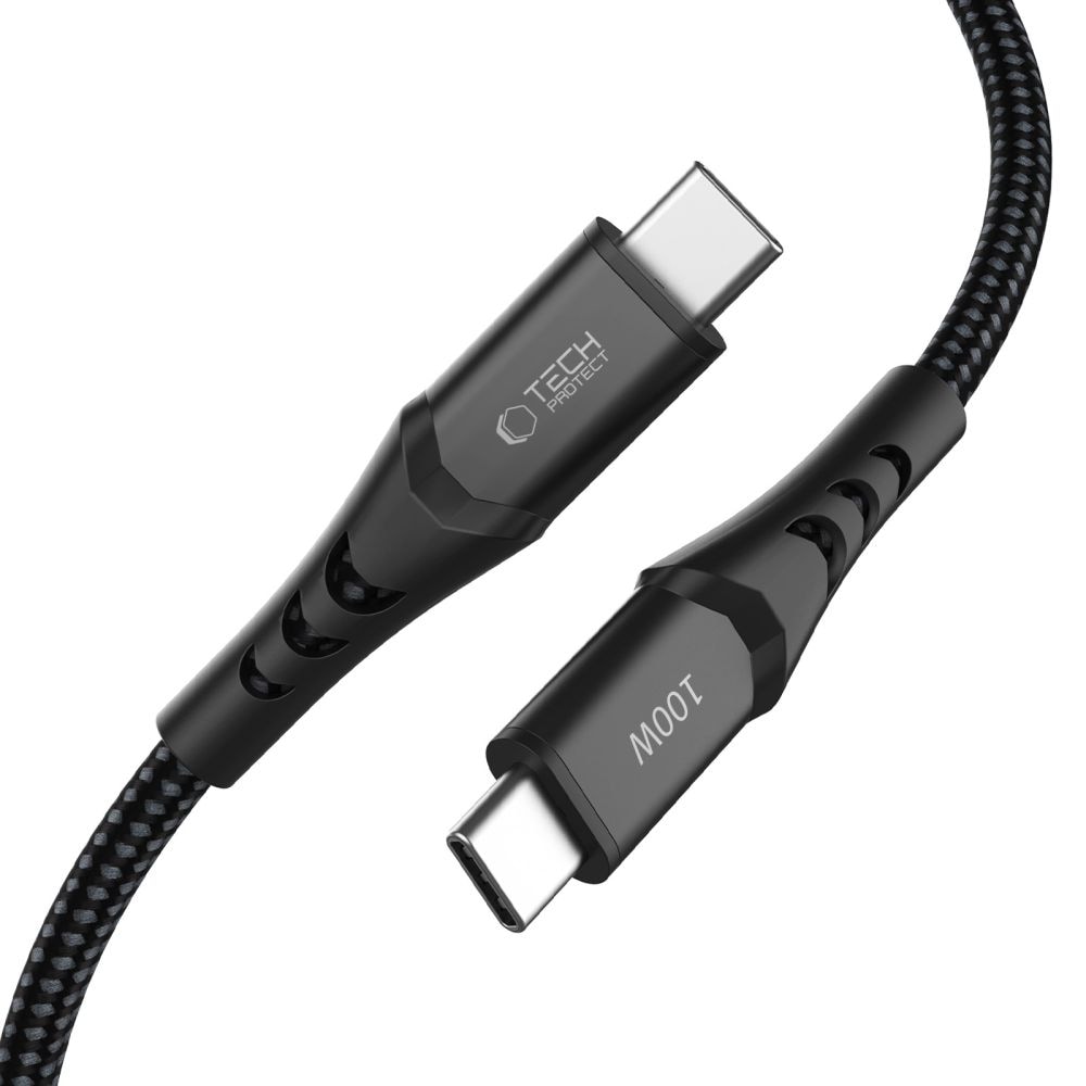 Tech-Protect Ultraboost UB11T USB-C / USB-C PD 100 W / QC3.0-kabel 100 cm – svart