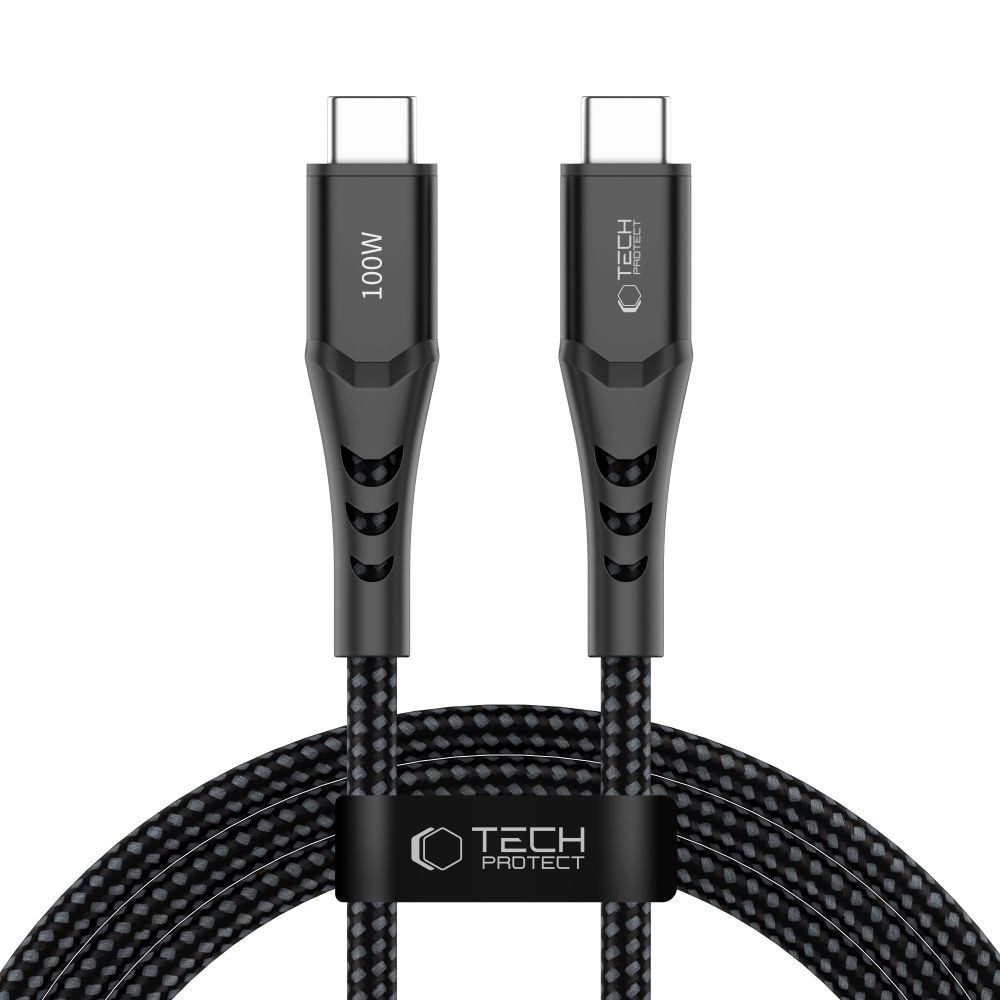 Tech-Protect Ultraboost UB11T USB-C / USB-C PD 100 W / QC3.0-kabel 200 cm – svart
