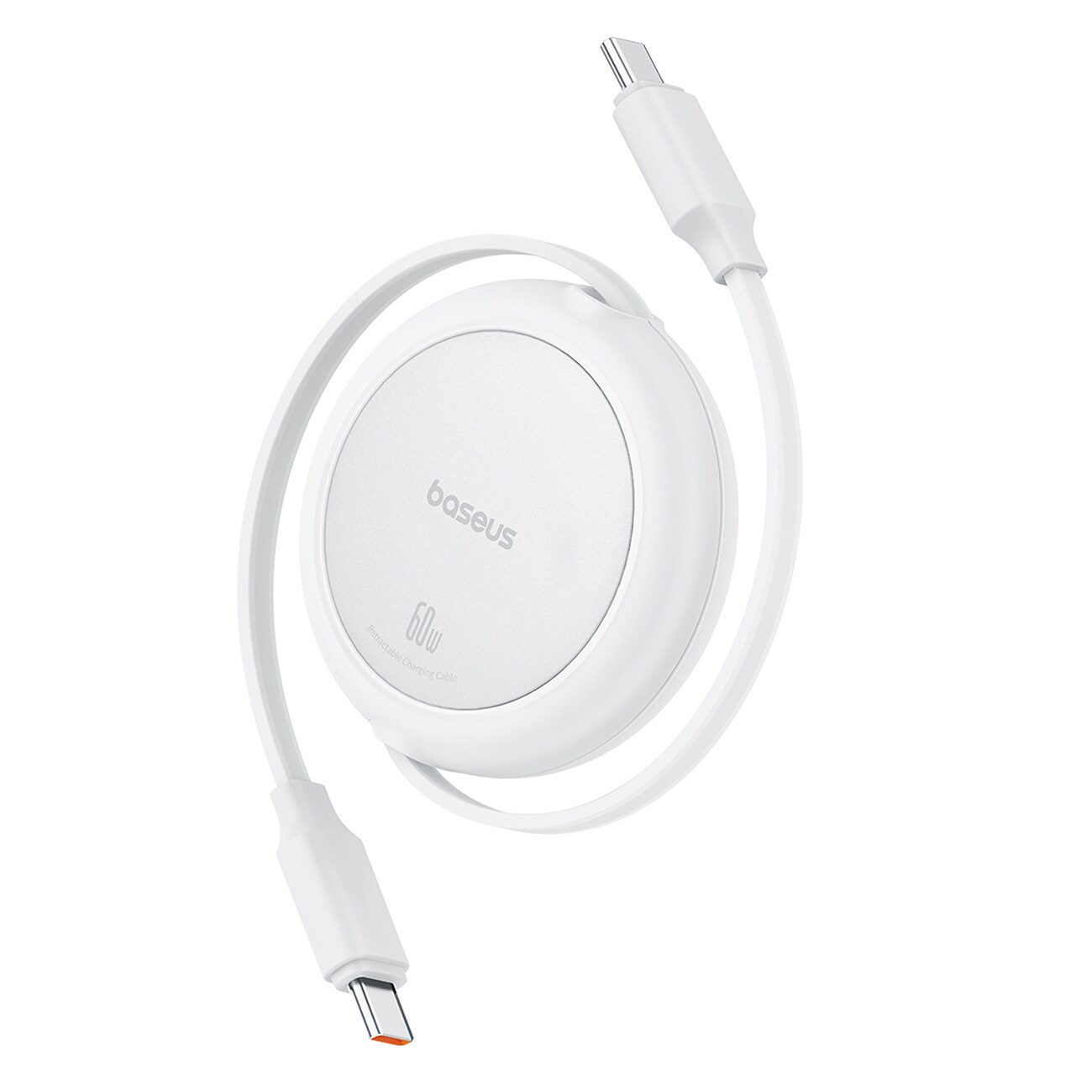 Baseus Free2Pull 60 W USB-C-kabel med opprullingsfunksjon – USB-C 1 m – hvit