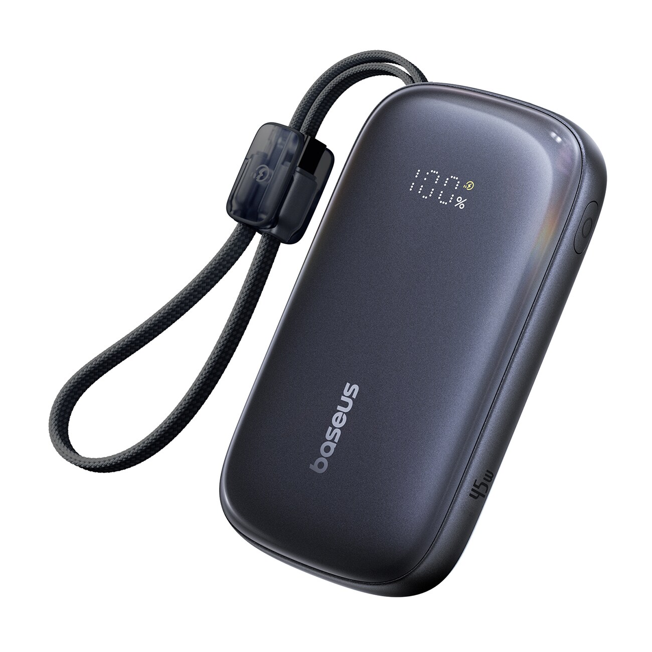 Baseus EnerFill FC21 Qpow 3 Ultra 10 000 mAh 45 W powerbank med integrert snor – svart