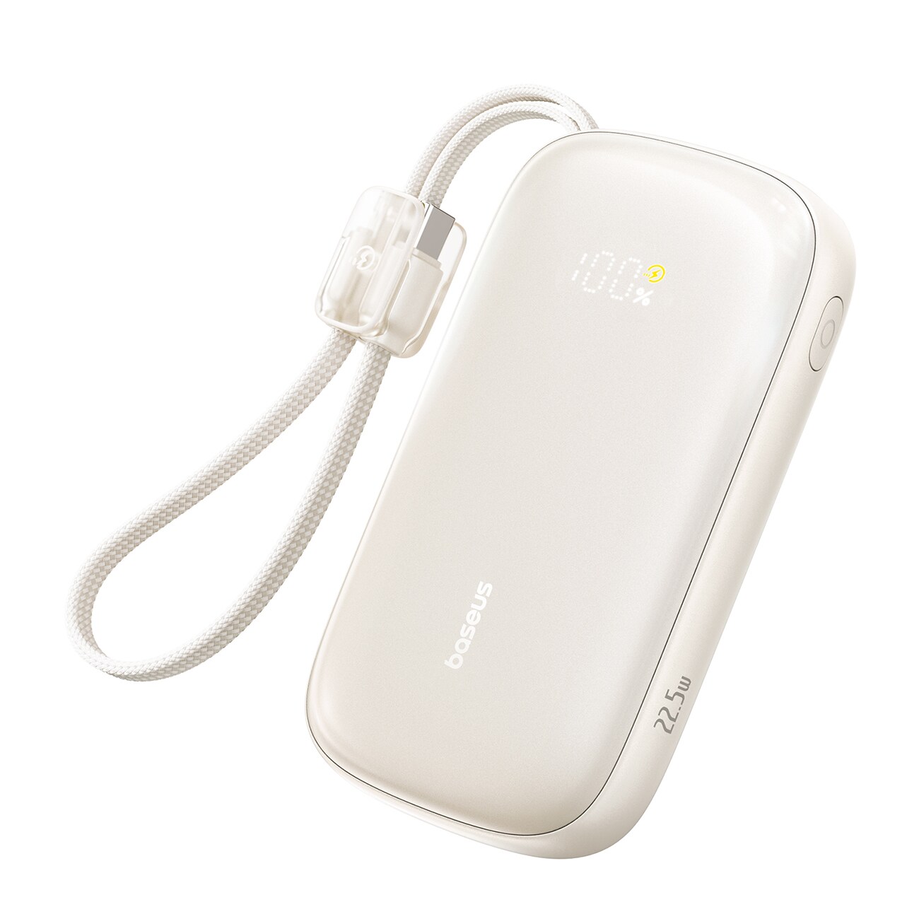 Baseus EnerFill FC21 Qpow 3 Ultra 20 000 mAh 22,5 W powerbank med skjerm og kabel inkludert – beige