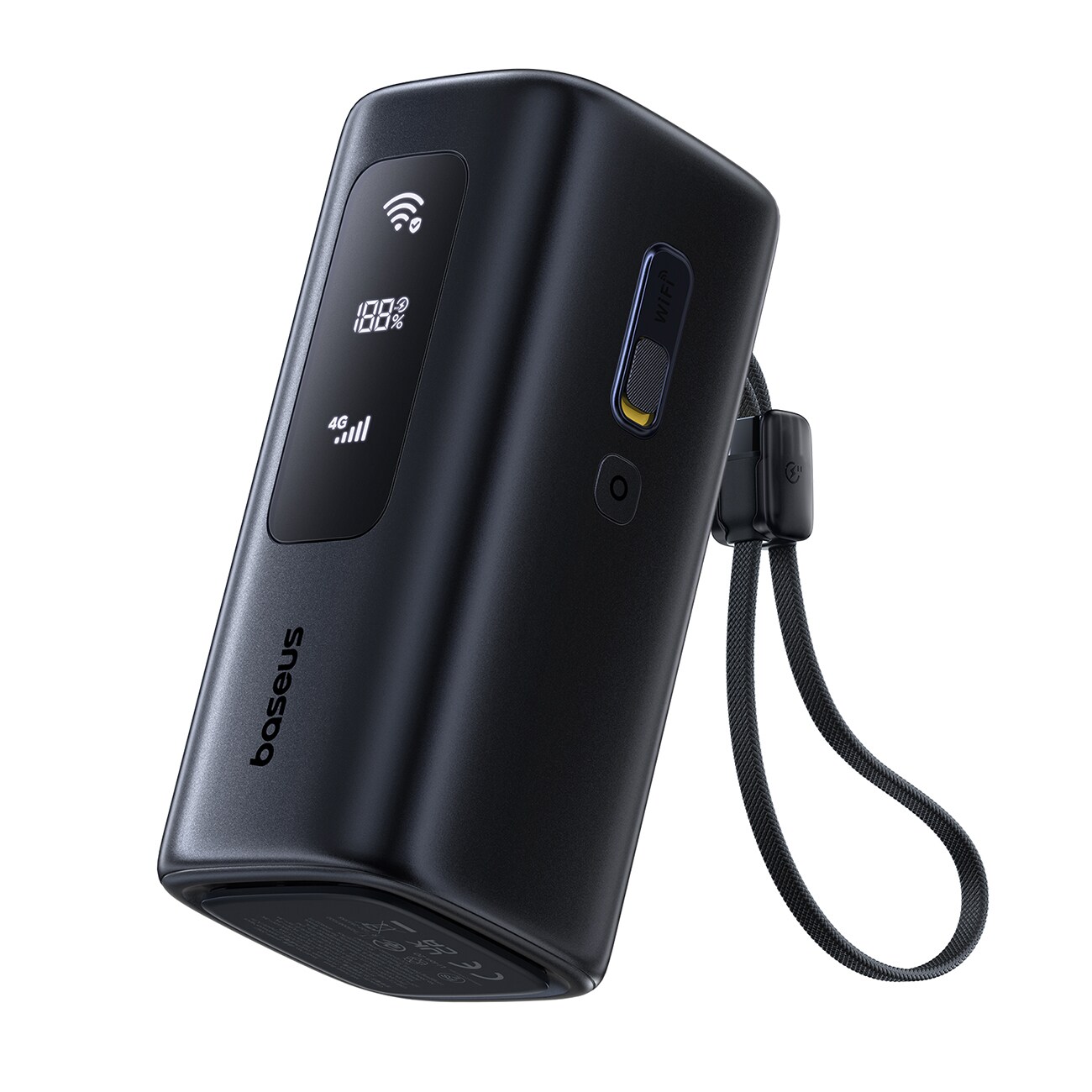 Baseus EnerGeek GX11 MiFi 20 000 mAh 67 W powerbank med Wi-Fi-funksjon – svart
