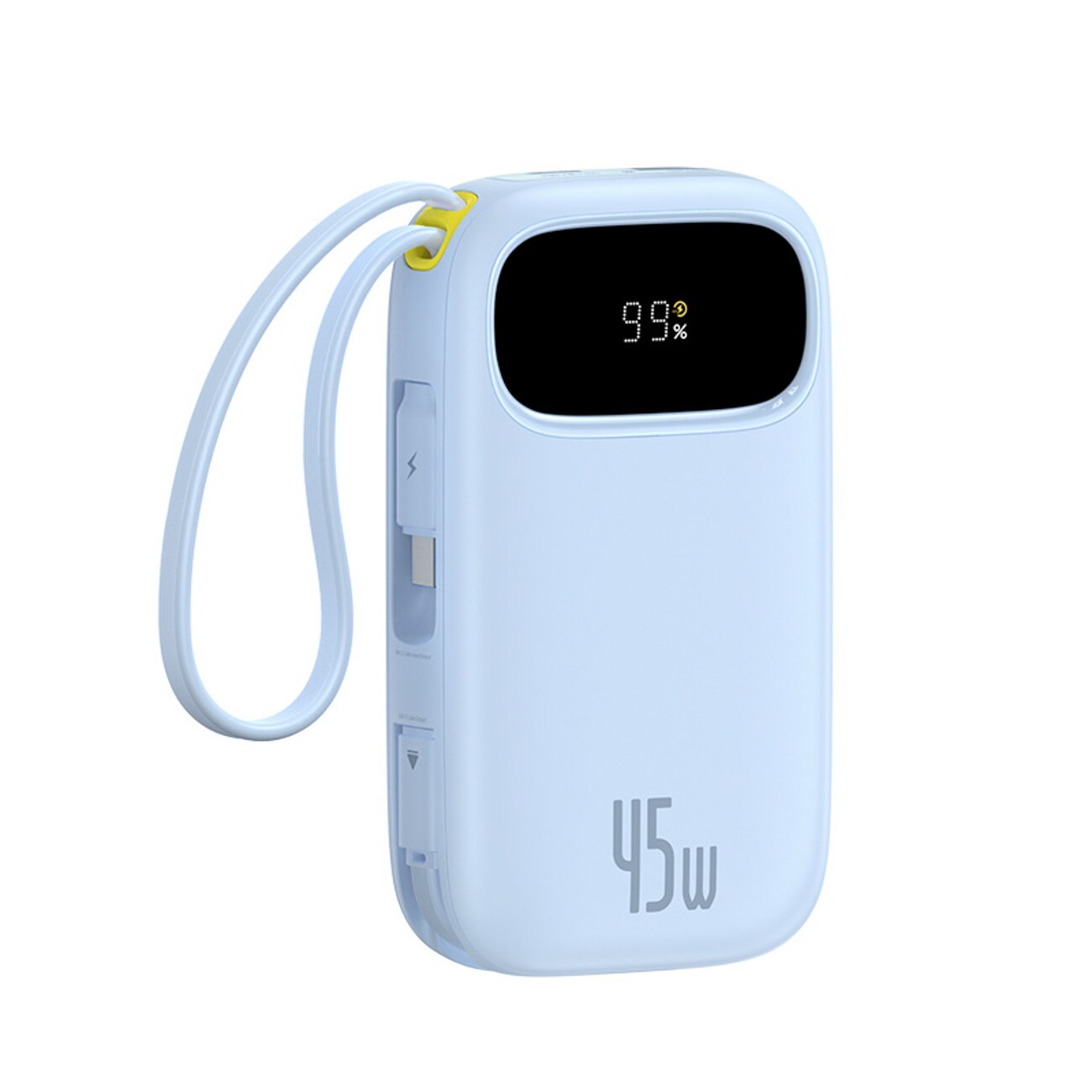 Baseus EnerFill FC31 QPow3 20 000 mAh 45 W powerbank m/skjerm, USB-C & Lightning-kabler – blå