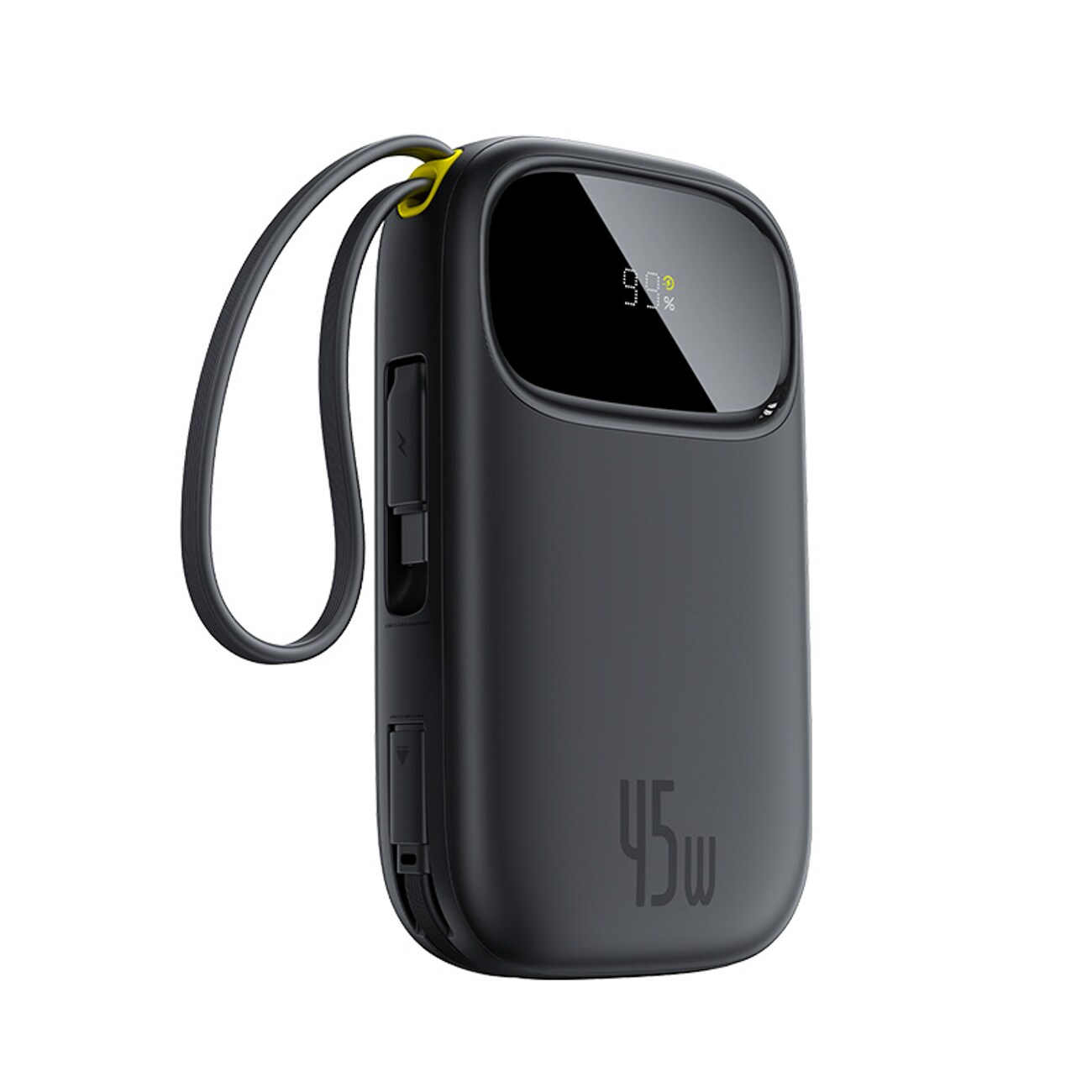 Baseus EnerFill FC31 QPow3 10 000 mAh 45 W powerbank med USB-C- og Lightning-kabler – svart