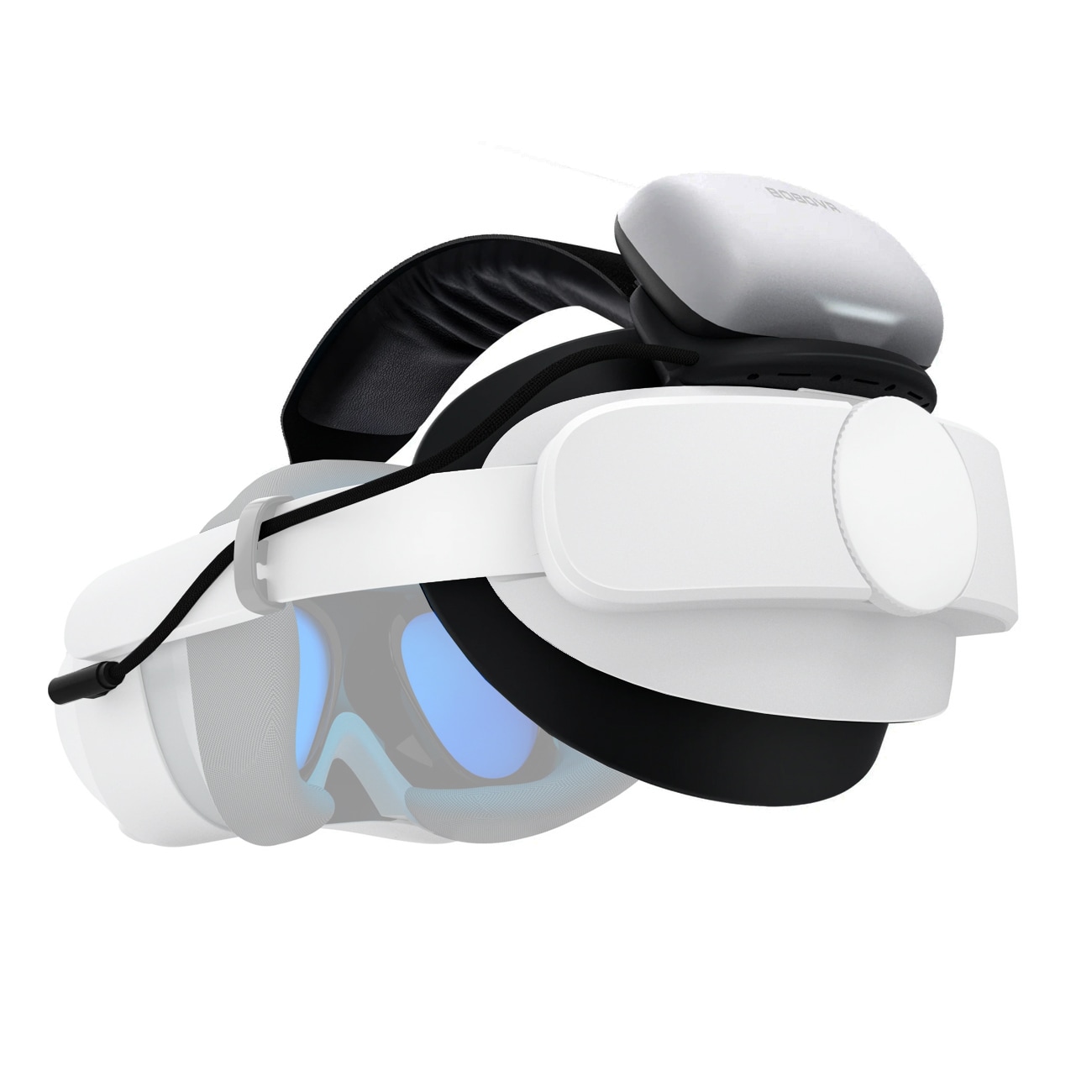 BoboVR P4U-hodestropp med batteri til PICO 4 Ultra og Ultra Enterprise – hvit og svart
