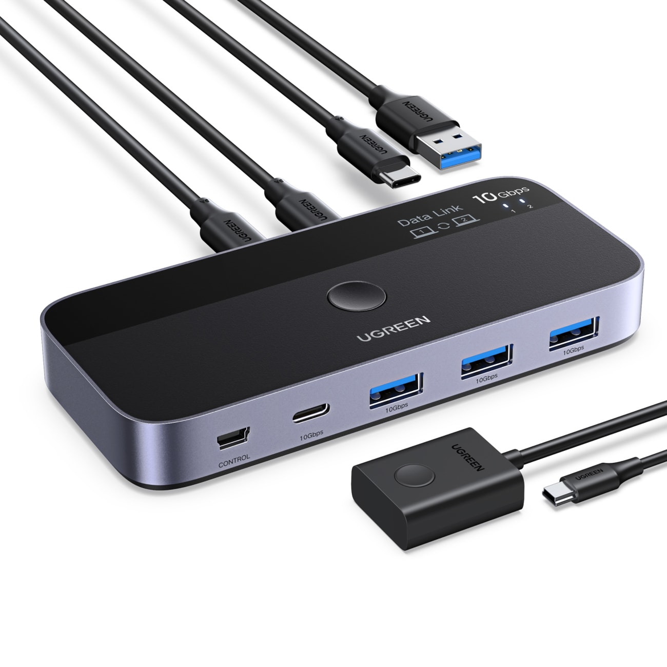 Ugreen-switch USB-C til USB-A 10 Gb/s – grå