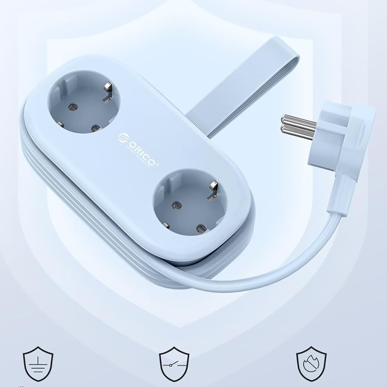 Orico AP3 20 W GaN 5-i-1-stikkontakt 2x vekselstrøm + 2x USB-A + 1x USB-C – blå / Stikkontakt med USB