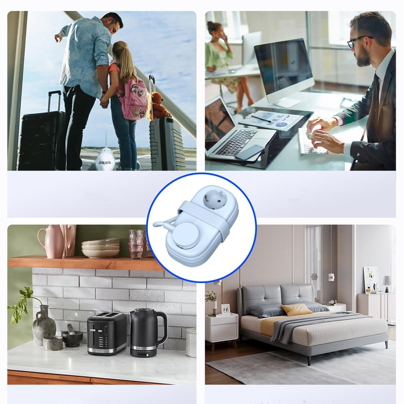 Orico AP3 20 W GaN 5-i-1-stikkontakt 2x vekselstrøm + 2x USB-A + 1x USB-C – blå / Stikkontakt med USB