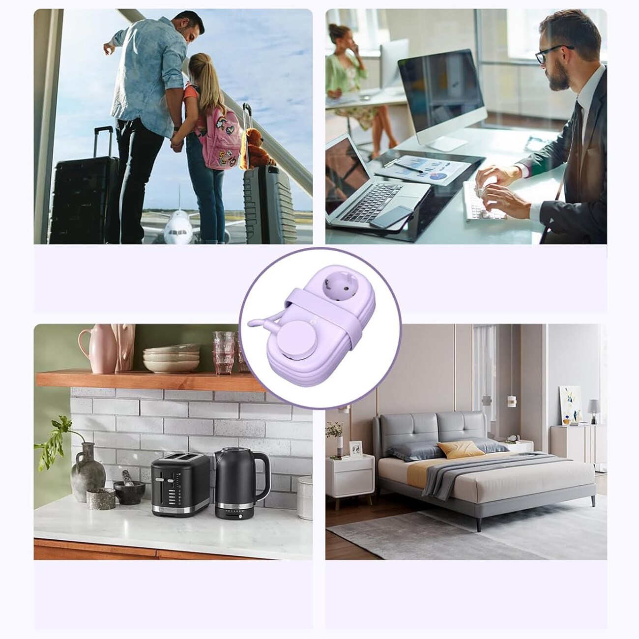 Orico AP3 20 W GaN 5-i-1-stikkontakt 2x vekselstrøm + 2x USB-A + 1x USB-C – lilla / Stikkontakt med USB