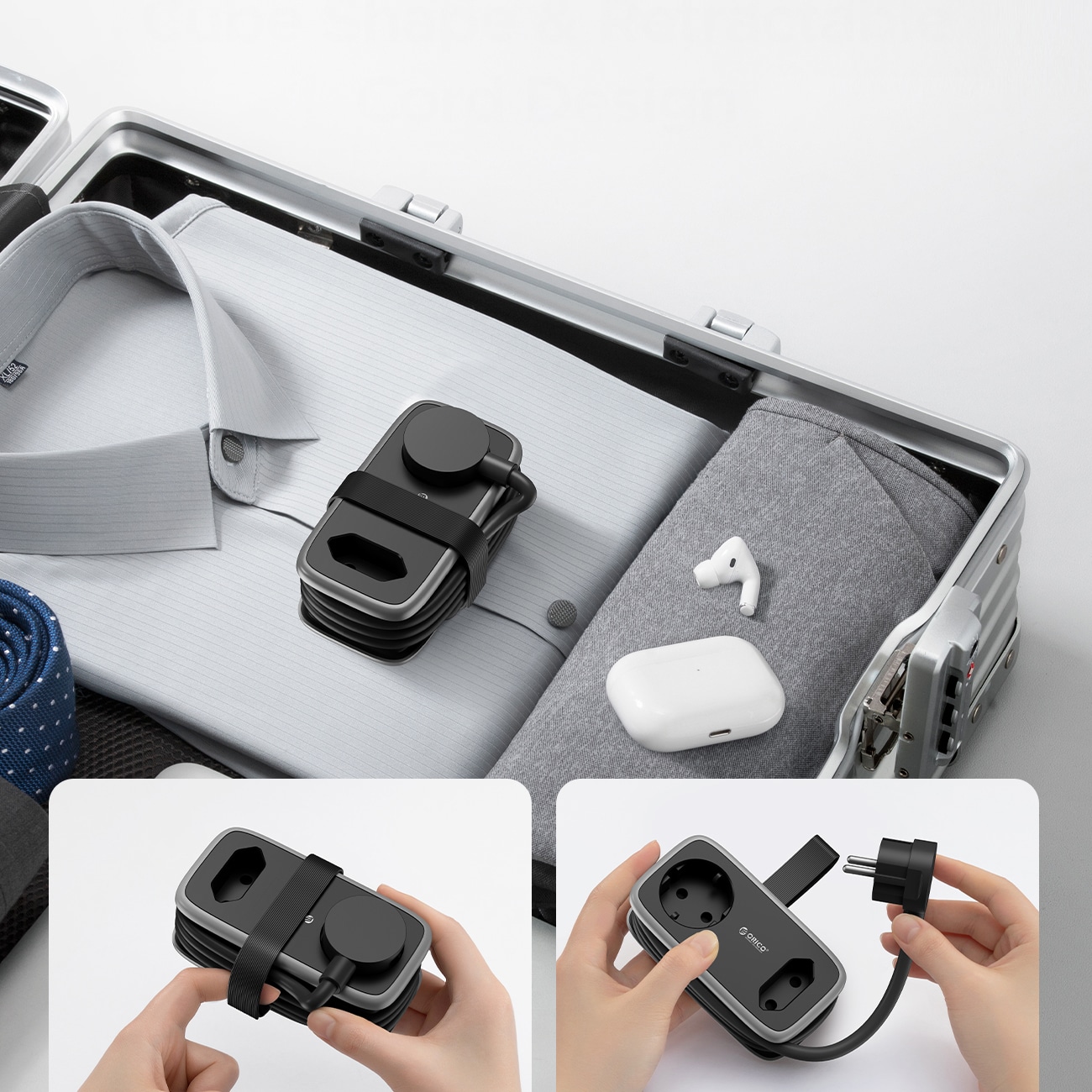 Orico AP3 65 W GaN 6-i-1 stikkontaktliste 2x vekselstrøm + 2x USB-A + 2x USB-C – svart