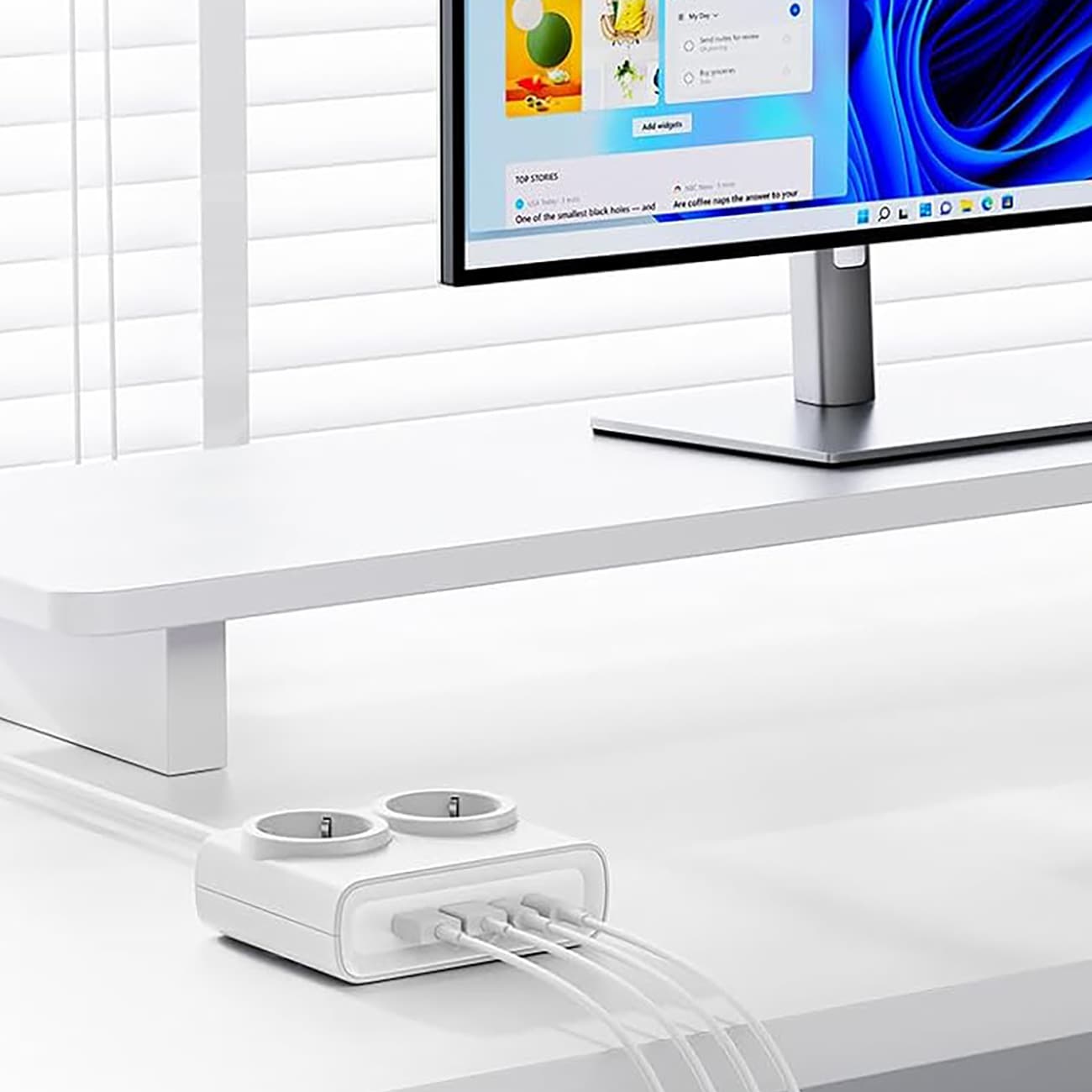 Orico PDC25 25 W 6-i-1 stikkontaktblokk 2x vekselstrøm + 2x USB-A + 2x USB-C – hvit