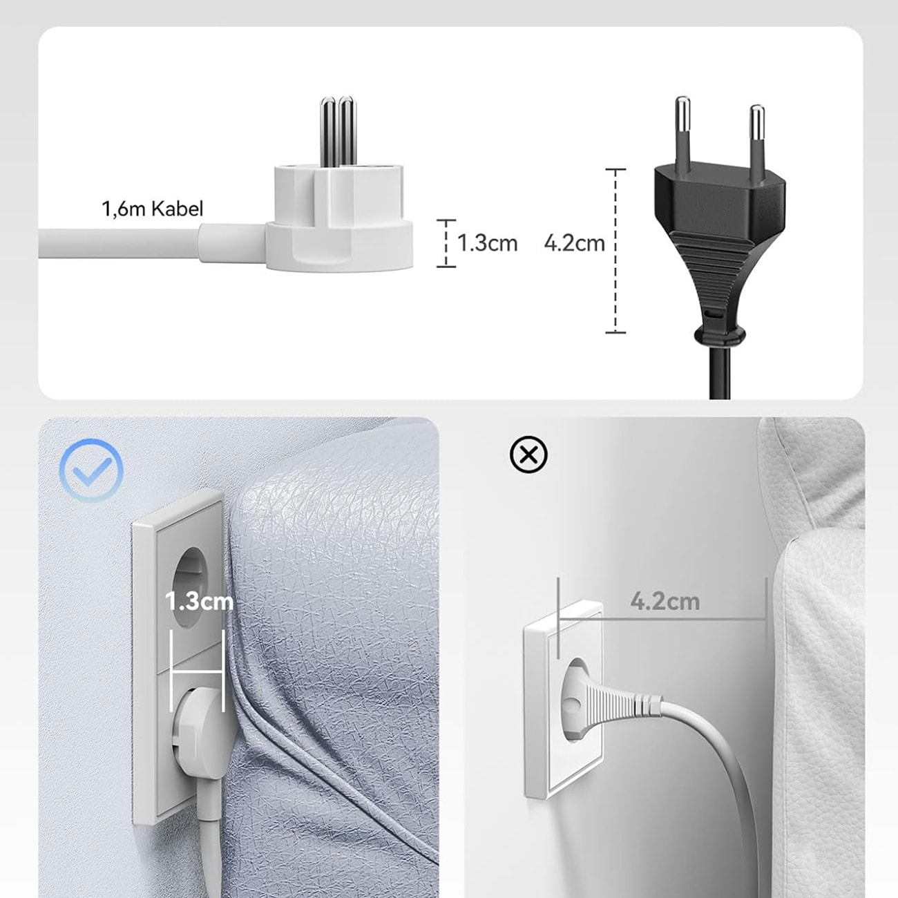 Orico PDC25 25 W 6-i-1 stikkontaktblokk 2x vekselstrøm + 2x USB-A + 2x USB-C – hvit