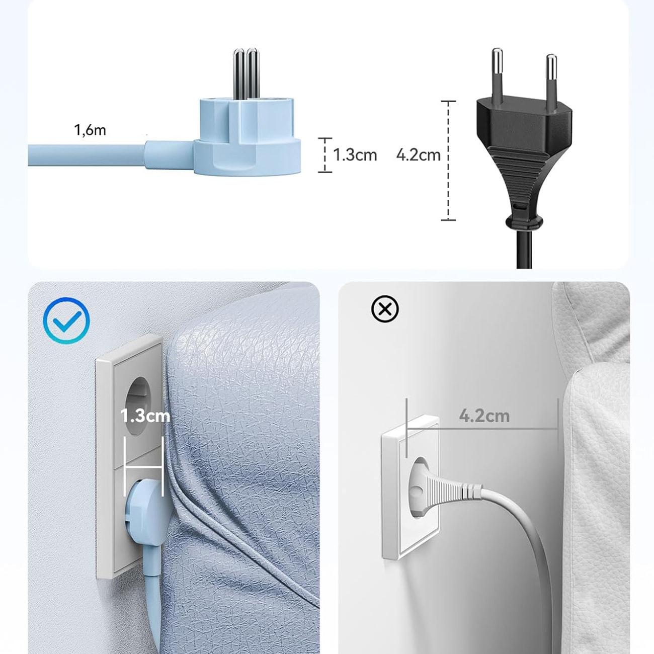 Orico PDC25 25 W 6-i-1 stikkontaktliste 2x vekselstrøm + 2x USB-A + 2x USB-C – blå